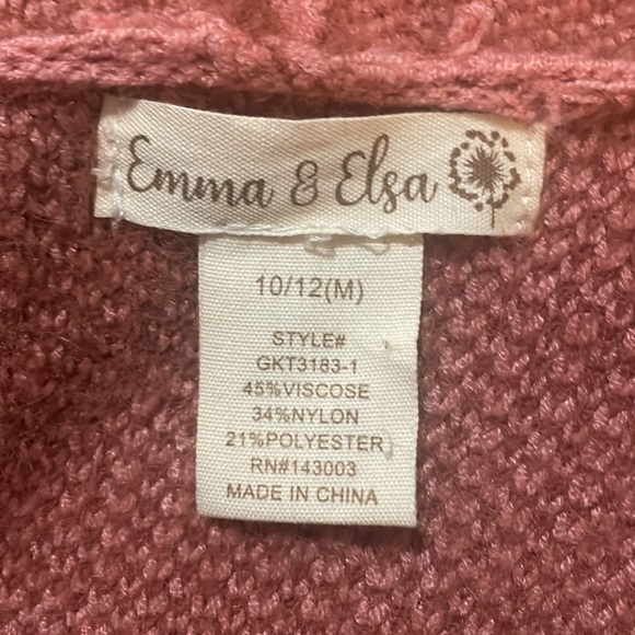 Emma & Elsa pink girls hooded cardigan with heart ❤️ pattern size 10/12(M) - Picture 8 of 9